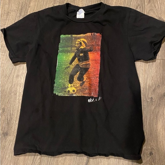 Bob Marley youth l large kids Tee Graphic Rasta football soccer T shirt Zion euc - Picture 2 of 6
